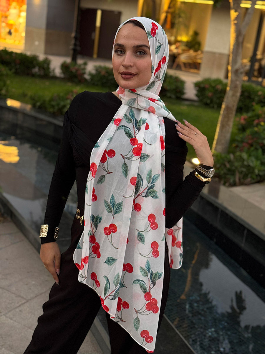 Soft Chiffon Cherry Sprinkle scarf