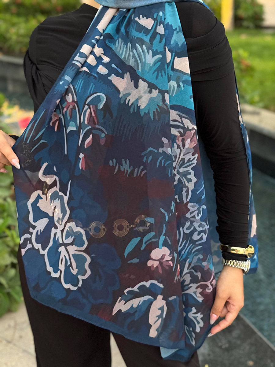 Soft Chiffon Ocean haze scarf