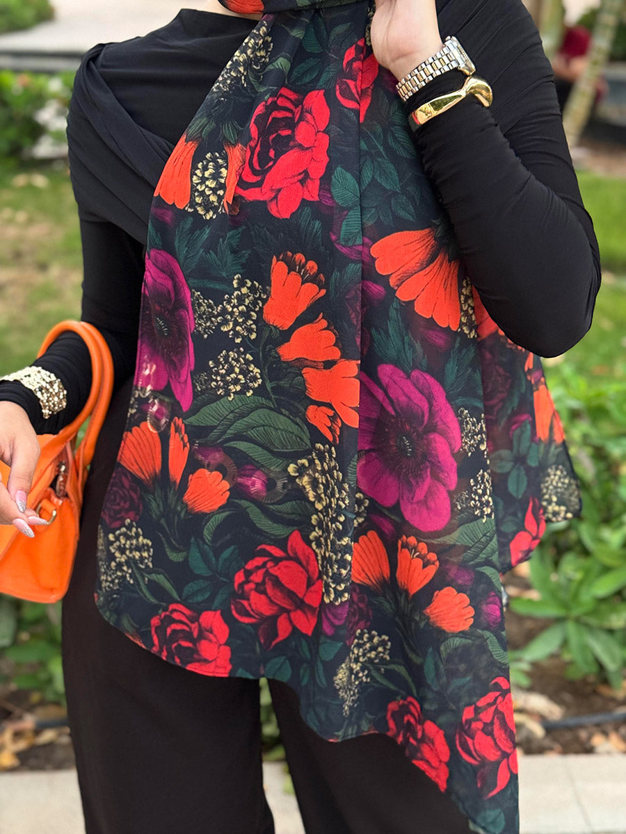 Soft Chiffon Velvet Petals scarf